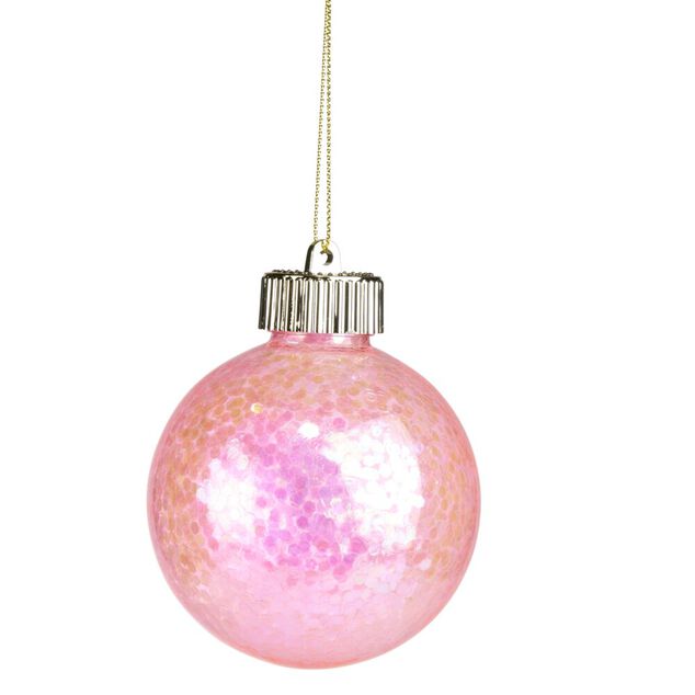 Boule de No&euml;l fluo iris&eacute; &agrave; suspendre H8cm (3 mod&egrave;les)