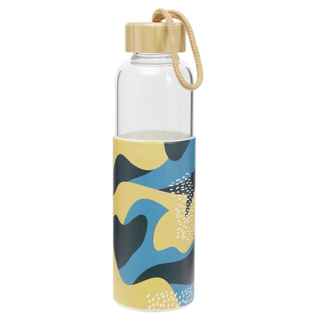 Bouteille en verre avec &eacute;tui silicone antid&eacute;rapant 550ml &Oslash;6,6xH24cm
