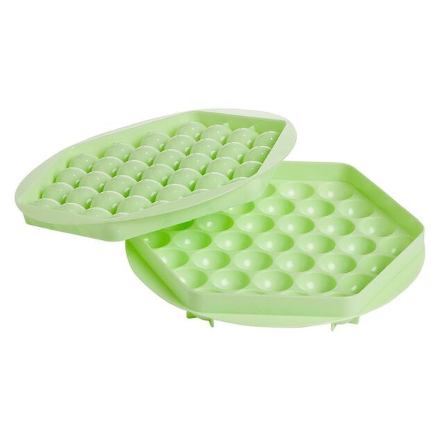 Moule &agrave; gla&ccedil;on boule x37 - plastique vert 21x21xH3cm