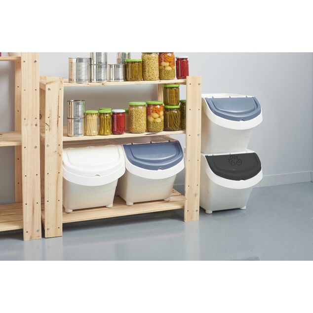 Bo&icirc;te de rangement blanche avec couvercle 20L