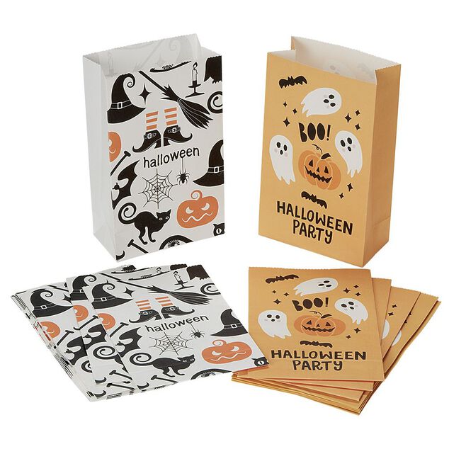 Sachet en papier d&eacute;cor Halloween x10