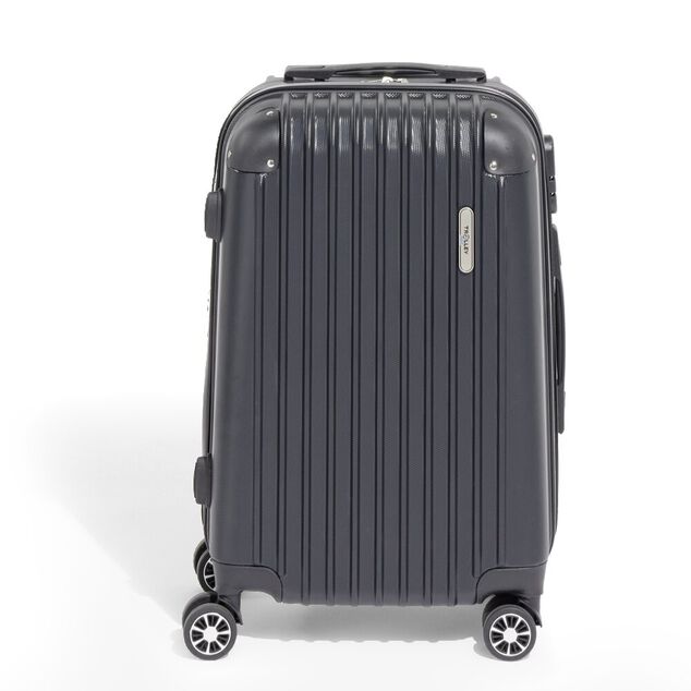 Valise cabine trolley &agrave; roulettes rigide noire 34x23xH55cm