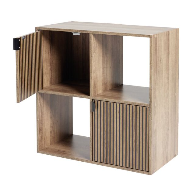 &Eacute;tag&egrave;re Adam 4 cases 2 portes en bois brun L60xP29,5xH60cm
