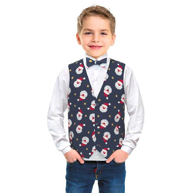 Gilet et noeud papillon de No&euml;l enfant 6/8 ans
