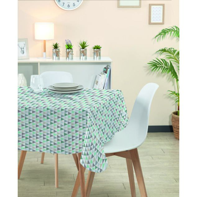 Nappe rectangulaire polyester anti t&acirc;che imprim&eacute; graphique multicolore