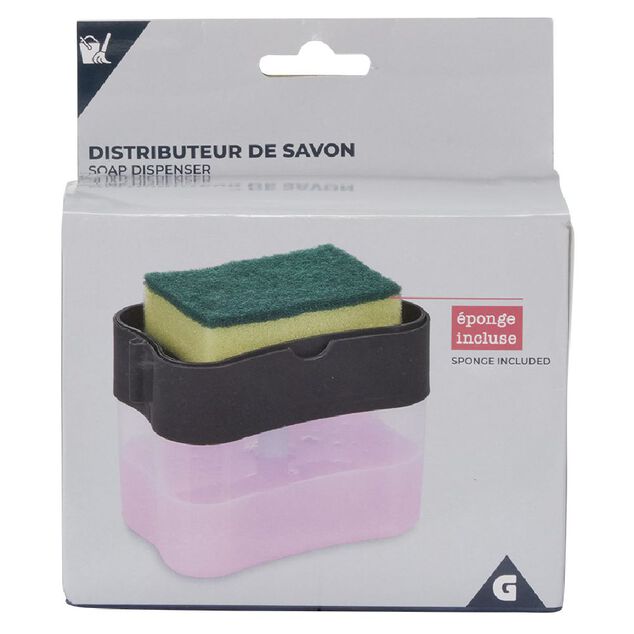 Distributeur &agrave; savon liquide vaisselle 385 ml et &eacute;ponge