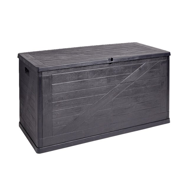 Coffre de rangement 320L  plastique gris fonc&eacute; 119x45xH60cm