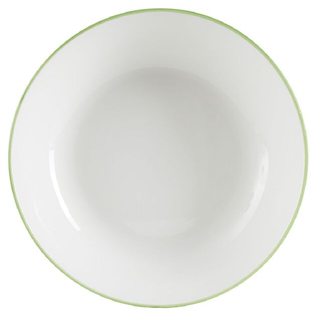 Assiette creuse porcelaine blanc liseré vert Ø20cm