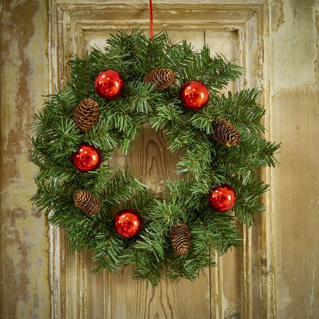 Couronne sapin et pomme de pin artificiel