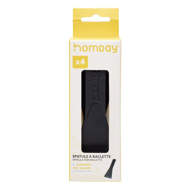 Spatule &agrave; raclette  x4 nylon noir compatible lave-vaisselle