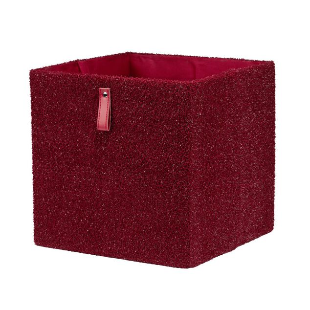 Panier de rangement 22L velours rouge 30x30xH30cm