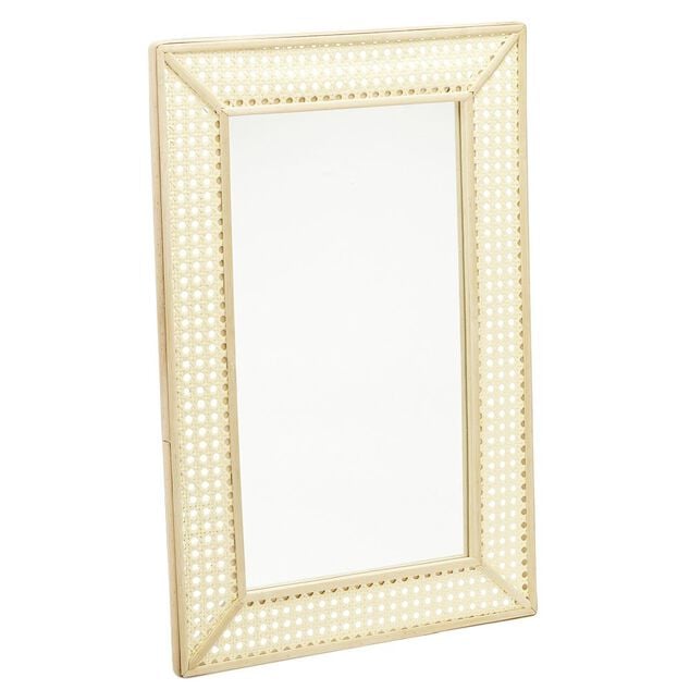 Miroir rectangulaire avec cadre effet cannage naturel L40xH60 cm