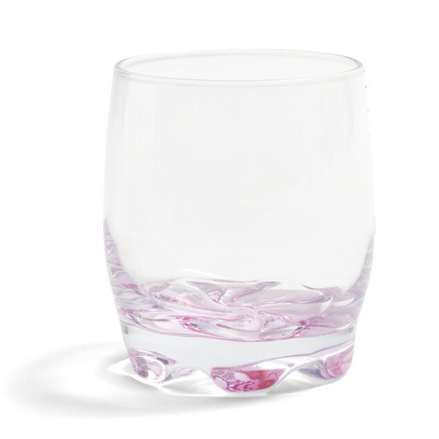Lot de 3 verres 29cl en verre transparent fond color&eacute; rose/violet/orange