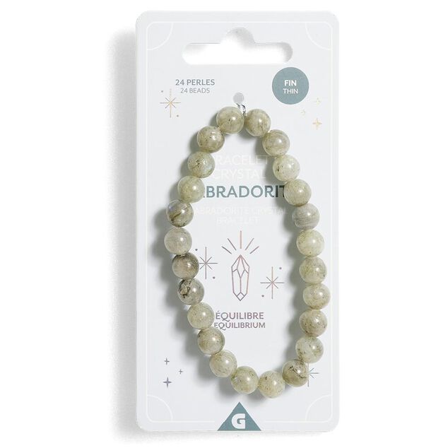 Bracelet crystal fin 24 perles labradorite vert - Équilibre