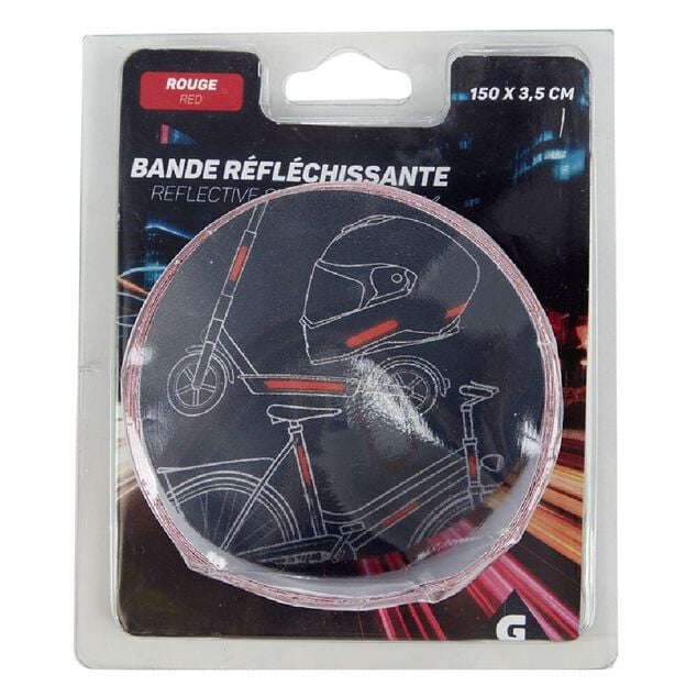 Bande r&eacute;fl&eacute;chissante adh&eacute;sive rouge 1,5m