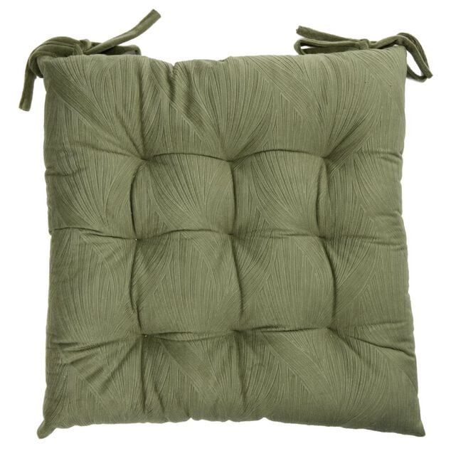 Galette de chaise carr&eacute;e velours emboss&eacute; 9 points polyester uni (3 mod&egrave;les)