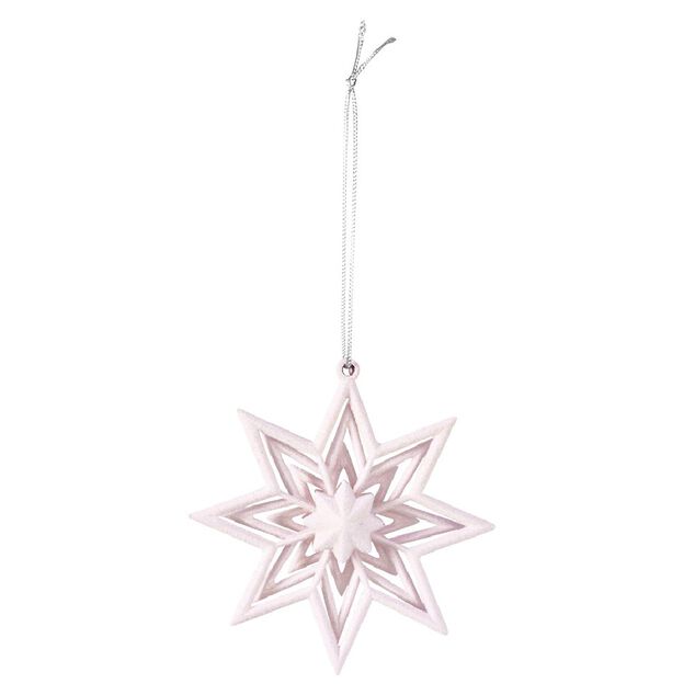 Suspension de No&euml;l forme &Eacute;toile velours poudr&eacute;
