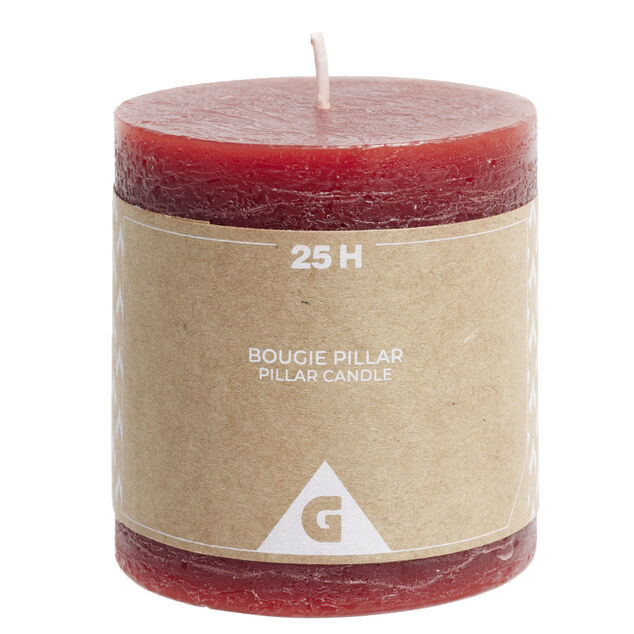 Bougie pillar rouge 25H