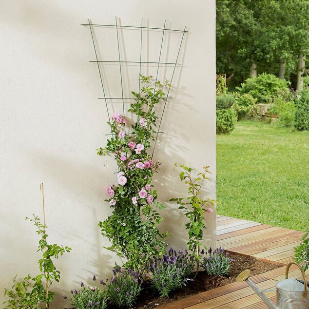 Treillis &eacute;ventail V m&eacute;tal vert 75xH140cm