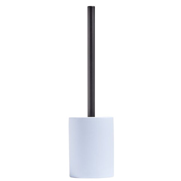 Brosse WC socle rond gr&egrave;s bleu clair &Oslash;9,2xH36cm