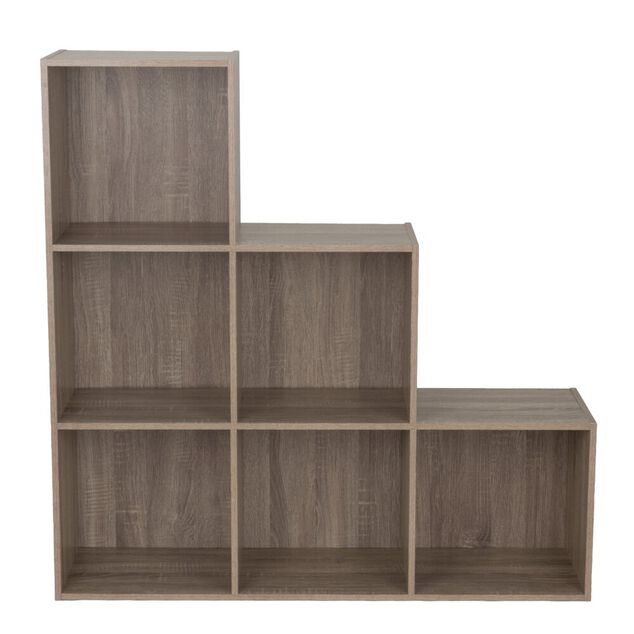 Structure pour Box Cube 6 cases escalier bois brun 103x30xH103cm