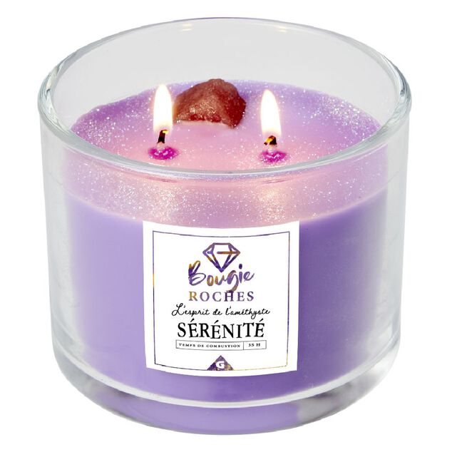 Bougie roches pierre porte bonheur 35 h