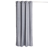 Rideau à oeillets effet lin gris motif géométrique blanc 140x240cm