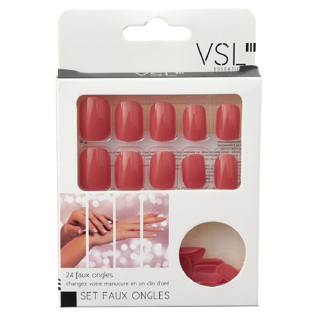 Kit de faux ongles couleur corail