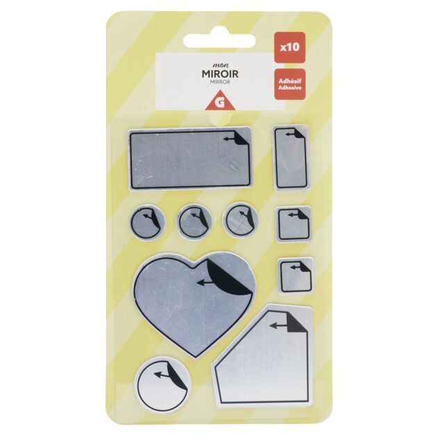 Miroir adh&eacute;sif de tailles diff&eacute;rentes - 10 pi&egrave;ces