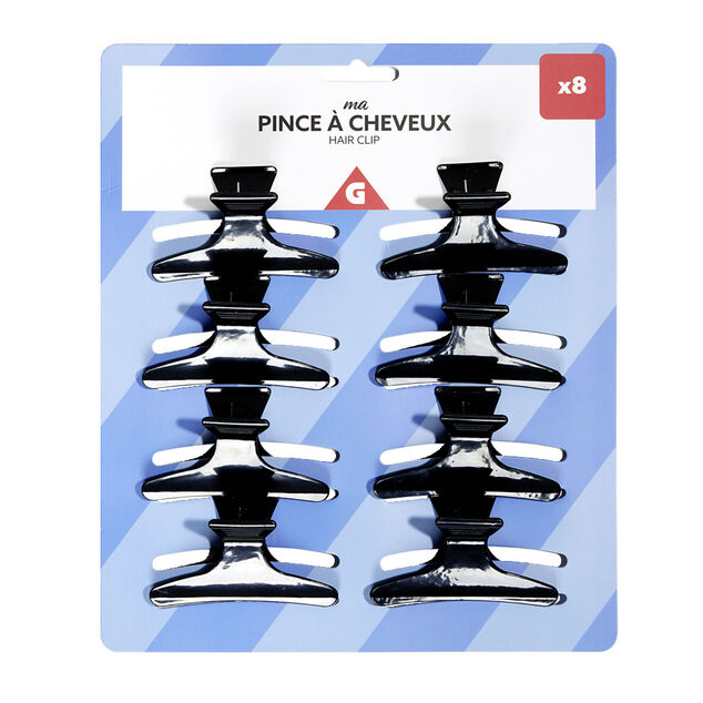 Lot de 8 pinces à cheveux noir ou rose - 2 coloris