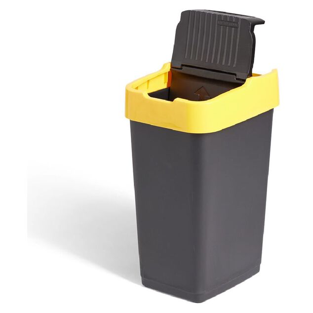 Poubelle de tri pour plastique 35L plastique jaune et noir