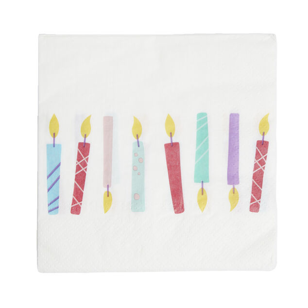 Lot de 16 serviettes motif bougies papier 33x33cm