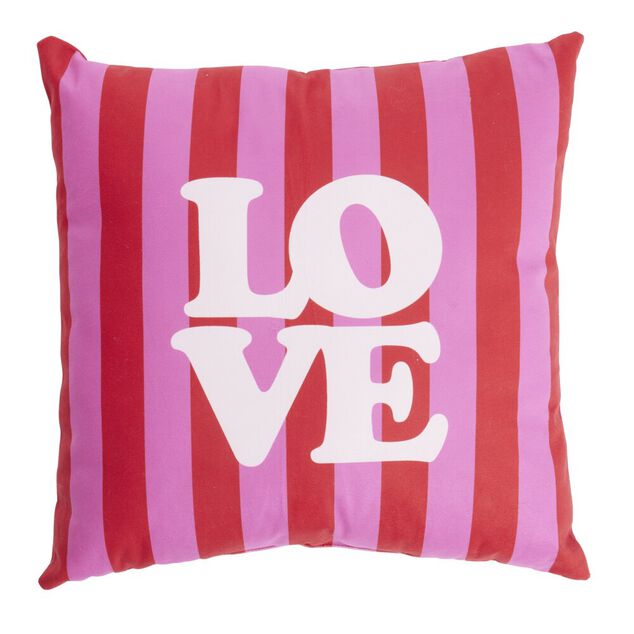 Coussin carr&eacute; th&egrave;me amour rouge et rose 40x40cm (3 mod&egrave;les)