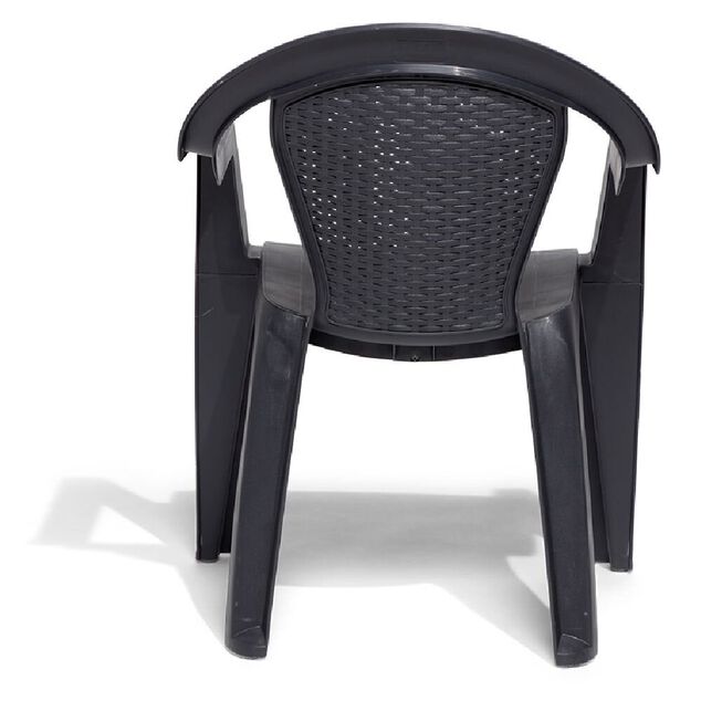 Fauteuil de jardin monobloc Viva plastique dossier tress&eacute; gris 53xP56xH80cm