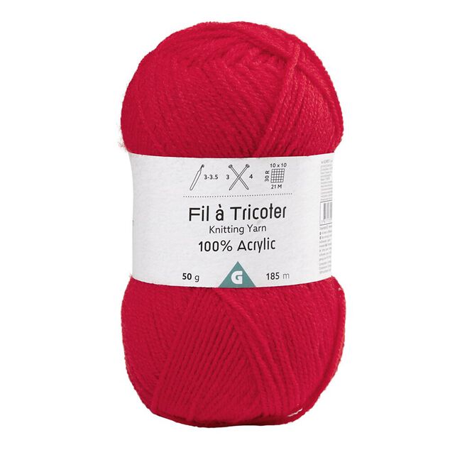 Fil à tricoter acrylique 50g rouge
