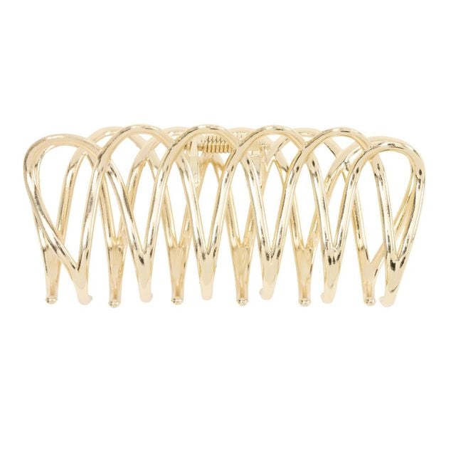 Pince cheveux spirale grand mod&egrave;le m&eacute;tal dor&eacute; L13cm