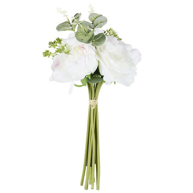 Fleur artificielle piquet rose/pivoine blanc et rose 8 têtes