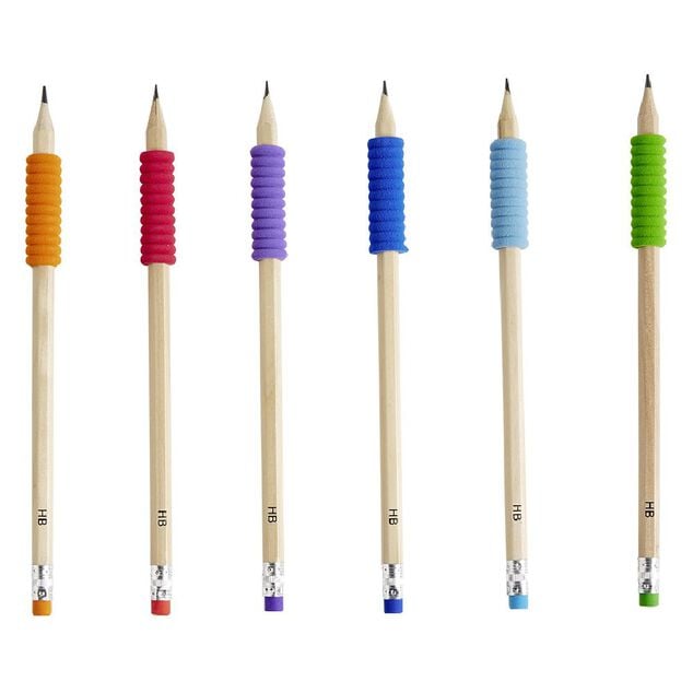 Crayon &agrave; papier HB avec grip et gomme x6
