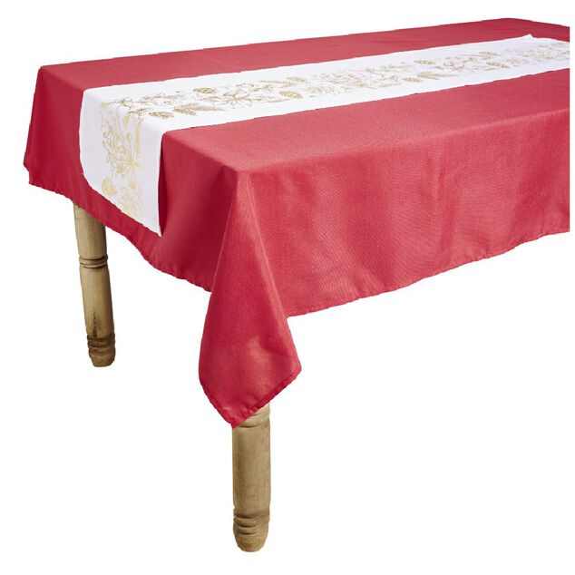 Nappe rectangulaire avec chemin de table imprimé décor réveillon