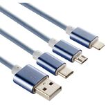 Câble USB 3 en 1 avec connecteurs USB-C/micro USB/Lightning