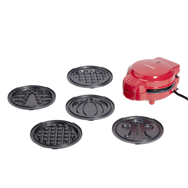 Mini gaufrier noir 5en1 avec 4 plaques interchangeables 13x19cm