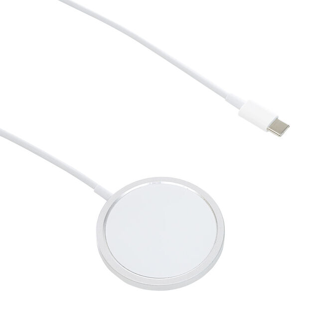 Chargeur magnétique iPhone charge rapide Ø5,6cm blanc