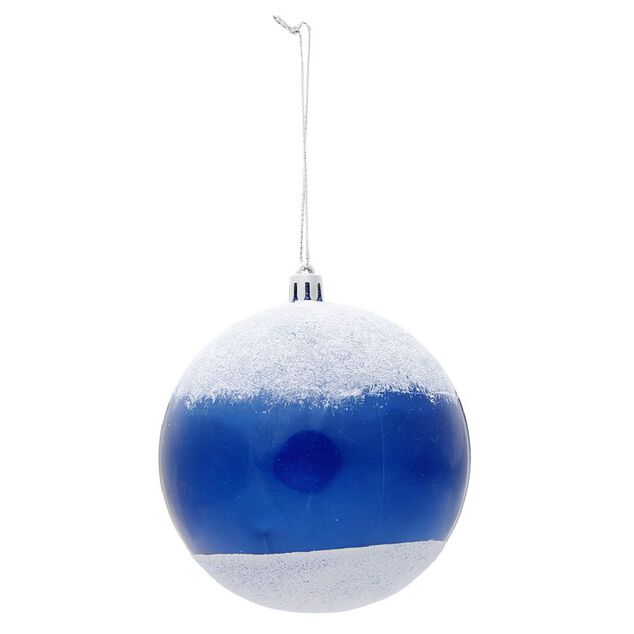 Boule de No&euml;l neige blanche bleue &Oslash;10 cm