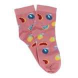 Paire de chaussettes tige courte rose motifs pamplemousse et citron 36/40 ou 41/45
