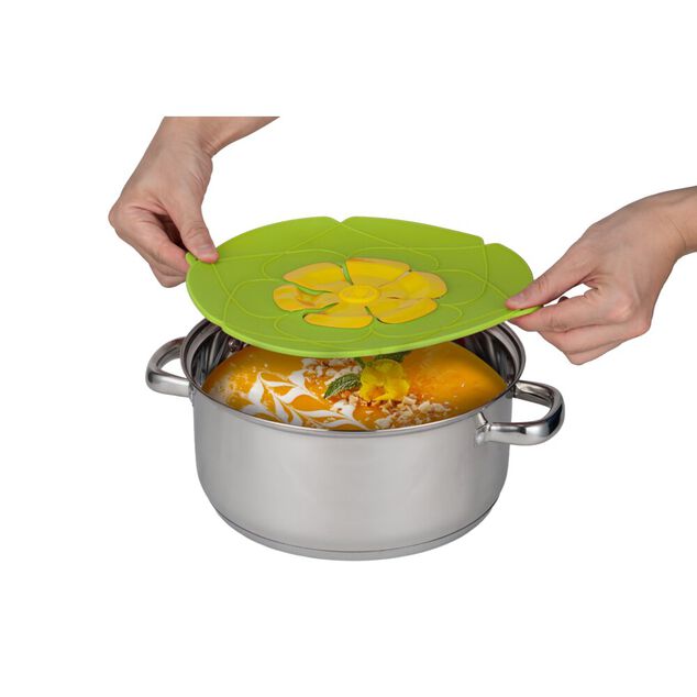 Couvercle multifonction silicone vert et jaune &Oslash;26cm
