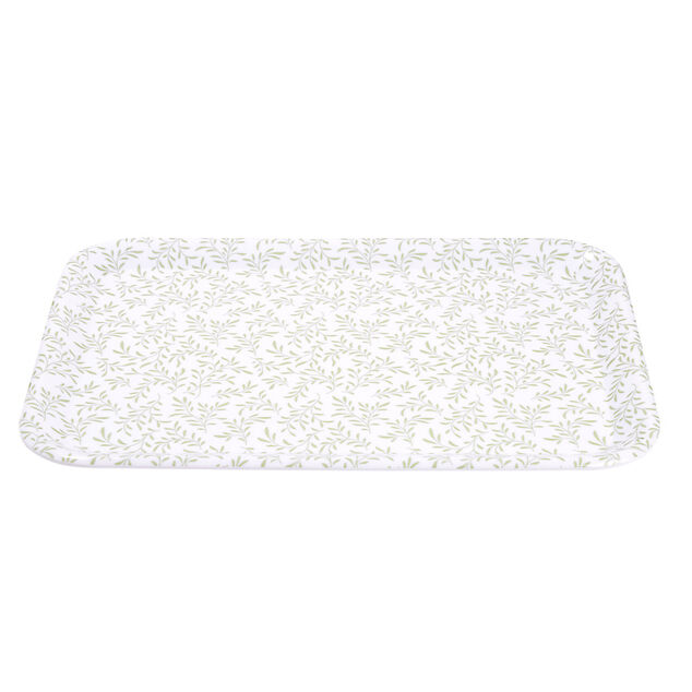 Plateau rectangulaire motif feuillage blanc et vert 27x38cm