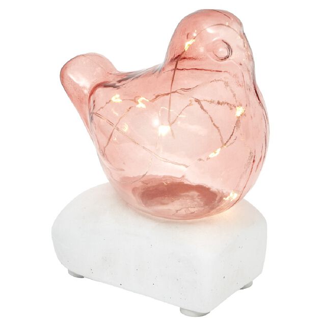 Oiseau d&eacute;coratif lumineux en verre