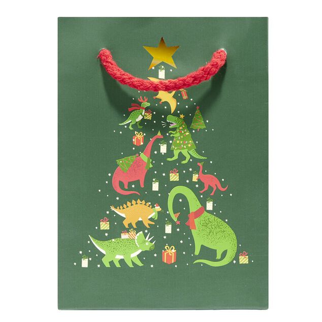 Sac cadeau Noël enfant licorne ou dinosaure 11xH15cm (2 modèles)