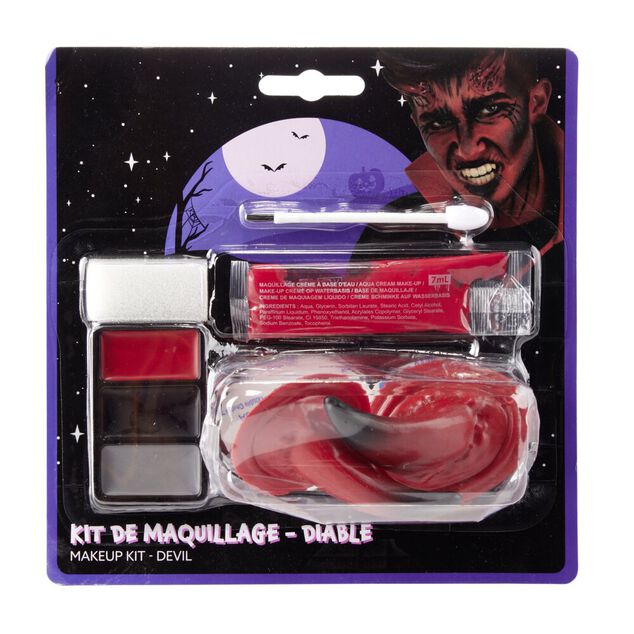 Maquillage Halloween diable rouge avec cornes