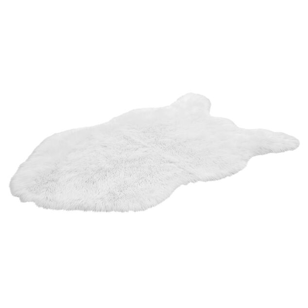 Tapis blanc fourrure forme peau de b&ecirc;te 150x100cm